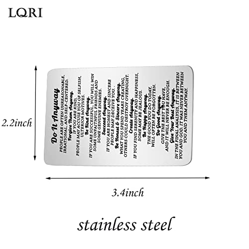 LQRI Religious Wallet Card Gift Scripture Gift Do It Anyway Mother Teresa Quote Wallet Card Christian Church Gift (silver)4