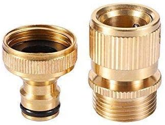 SHOWNEW Garden Hose Quick Connect, Solid Brass Quick Connect Hose Fittings, 3/4 inch GHT Thread Water Hose Connectors Quick Release Male and Female Set (5 Sets)