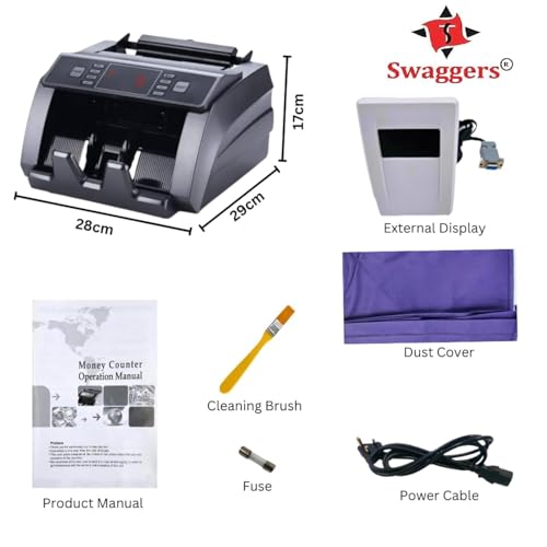Image of swaggers Heavy Duty Cash Counting Machine with MG, UV, IR Fake Note Detection Updated for All New and Old Indian Notes 10,20,50,100,200,500,2000 (Swaggers1909)