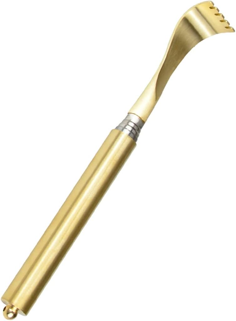 Back Scratcher for Men Extendable Home Retractable Brass Backscratchers, Creative Fu Character Decoration Scratching Tool, (Color : Gold*2, Size : 20-49cm)
