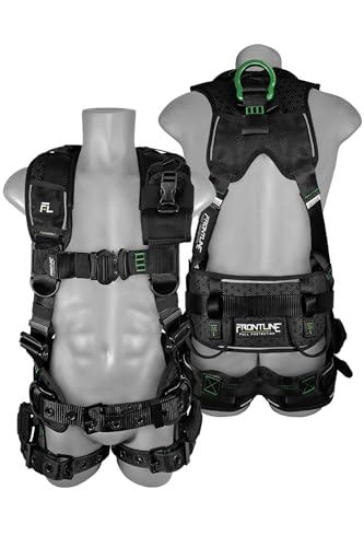 FRONTLINE FALL PROTECTION 250CTB Elite™ Construction Harness | Aluminum Hardware | Suspension Trauma Straps | Reflective Trim| Perforated Pads | OSHA&ANSI