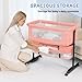 Semphis 3 in 1 Bassinet Bedside Sleeper, Baby Bassinets Bedside Sleeper with Wheels, Breathable Mesh, Adjustable Height, Storage Basket, Easy Assemble & Folding (Pink)