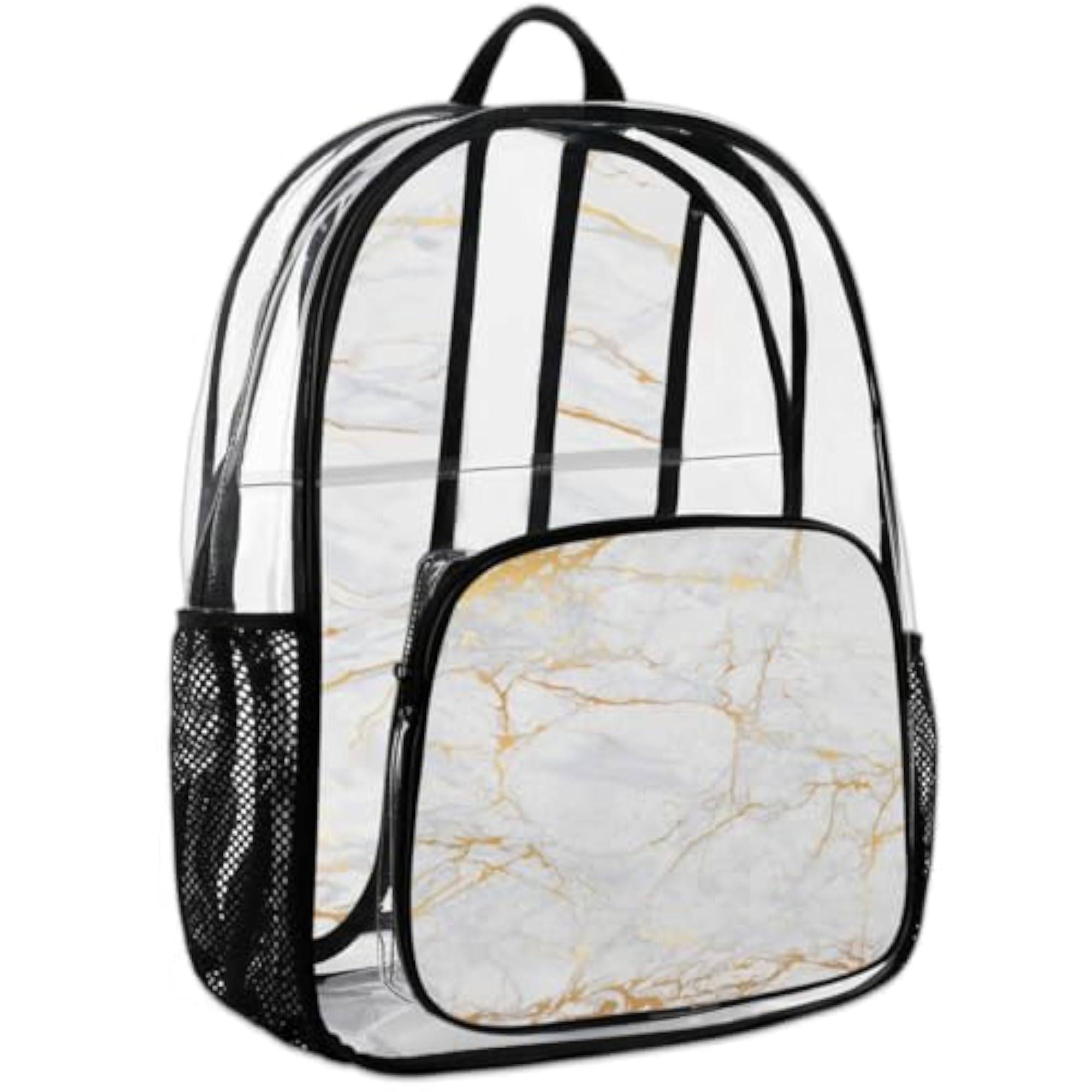 White Marble Heavy Duty Transparent Backpack