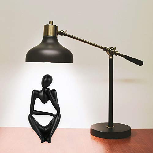 Trycooling The Thinker Statue Black Abstract Sculpture Resin Statues for Home Decor Modern Home Office Desktop Shelf Bookshelf Decor (Right) - Thumbnail 6