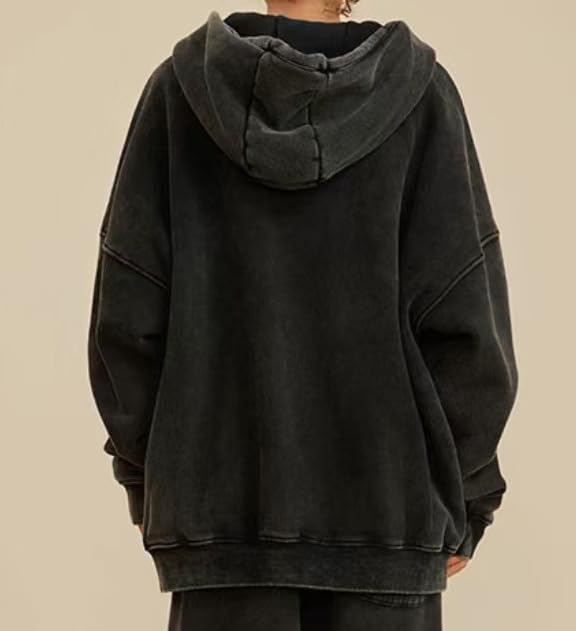 Men's Zip-Up Hoodies Solid Hip-Hop Y2K Oversize Wash Old Craft Basic Hoodies Heavyweight Casual Fit Sweatshirt2