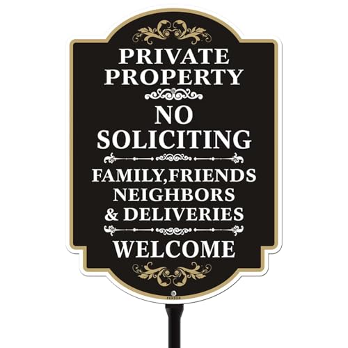 Panneau No Soliciting en aluminium avec piquet de 88cm pour propriété privée