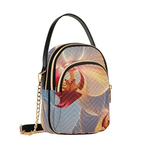 Womens Shoulder Handbags Tote Bag Quilted Purses for Women Orchid Design with Chain Strap for Outing Office,Multi1