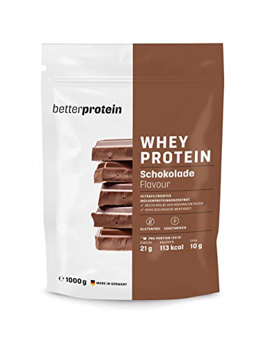 Whey Protein - Milch Schokolade 1 kg - Hergestellt in Deutschland aus regionaler Milch - BetterProtein® - Eiweißpulver zum Muskelaufbau und Abnehmen -