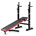 GYMAX Adjustable Weight Bench with Barbell Rack, Folding Lifting Bench for Full Body Exercise, Foldable Workout Sip Up/Incline Bench for Home/Apartment