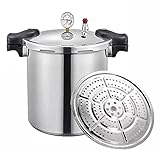 25 quart pressure canner cooker,Built-in luxury digital pressure gauge,Aluminum Explosion proof pressure cookers canners for canning,With1steaming tray Induction Compatible,Delivery from CA warehouse