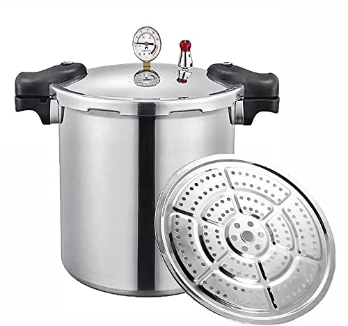 25 quart pressure canner cooker,Built-in luxury digital pressure gauge,Aluminum Explosion proof pressure cookers canners for canning,With1steaming tray Induction Compatible,Delivery from CA warehouse