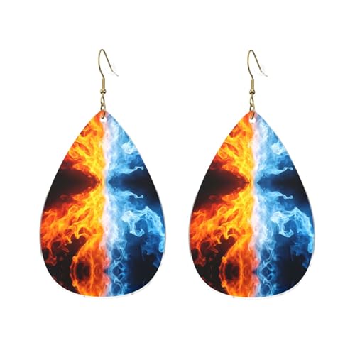Long Teardrop Shaped Drop Dangle Earrings Costume Accessories for Women Everyday Wedding Ice Water Fire Flame Red Blue Earrings