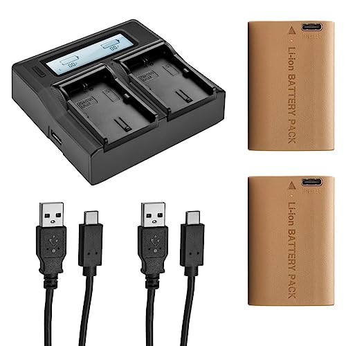 LP-E6NH USB-C Battery 2-Pack & Dual Charger Kit  7.2V 2400mAh Rechargeable Batteries for Canon EOS R5, R6, R7, R8, 5D IV, 6D II  Fast Charging & LCD Display