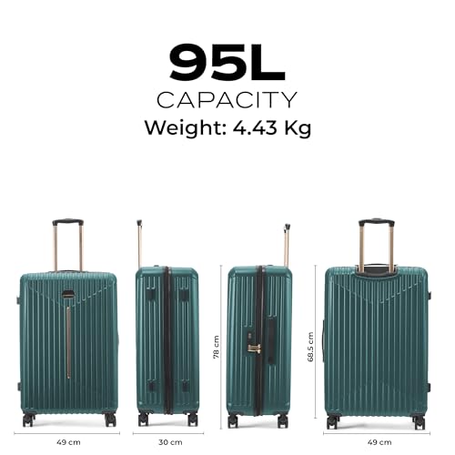 Image of Midnight Voyager Check-in Large 76cm | Trolley Bag Hard Case Polycarbonate, 4 Wheels 360 Degree Wheeling System Luggage, Suitcase for Travel, with Front Laptop Access (Moss Green)
