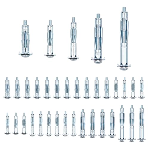 36Pcs M4×38 Plasterboard Fixings Hollow Wall Anchor, Plasterboard Fixings, Drywall Anchor Plugs, Heavy Duty Screws Self Drilling for Plasterboard Drywall Brick Wood Doors Thin Metal Concrete Masonry