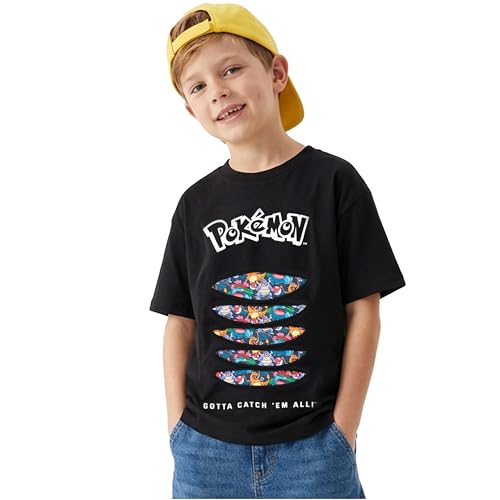 Get Trend Pokemon T-Shirt Garcon 7 Ans à 15 Ans, Col Rond et Manches Courtes Douce et Confort T Shirt, Anime Merch Idee Cadeau (7-8 Ans, Noir Pokemon)