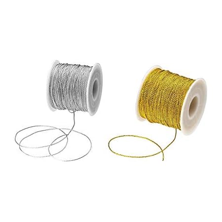 Pengxiaomei 218 Yards/656 Feet Metallic Cord Gold Twine, 2 Spool Gold ...