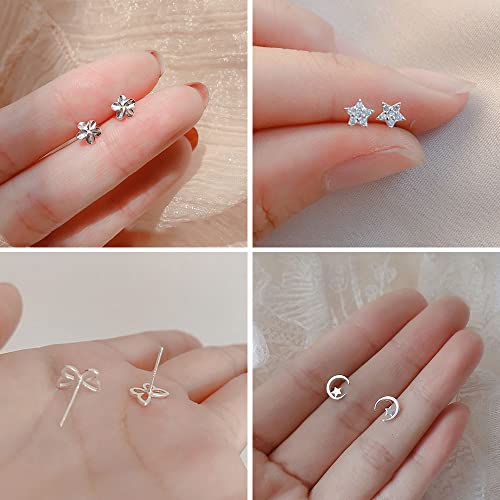 TOEECY 9 Paia Orecchini a Bottone in Argento