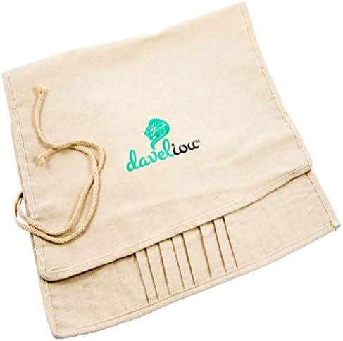 Daveliou Paint Brush Holder with 24 Slots, Premium Canvas Paint Brush Organizer for Oil and Acrylic Paint Brushes, Roll Up and Tie Closed for Storage or Travel