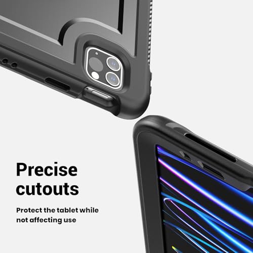 Coque iPad Pro 11 version 2022 2021 2020 2018 noire avec support et sangle - 4