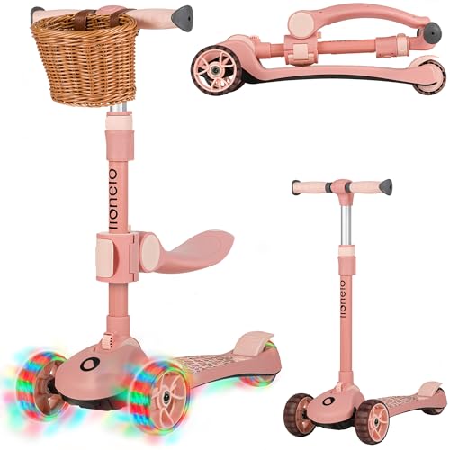 LIONELO Franky 2-in-1 Kinder-Balance-Roller ab 3 Jahre bis 50 kg Laufrad ab 1 Jahr bis 20 kg Höhenverstellbar, LED-Räder, rutschfestes Trittbrett, Korb
