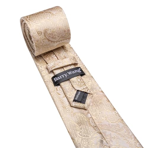 Image of Barry.Wang Men Ties Paisley Woven Silk Necktie Set with Pocket Suqare Cufflinks Formal