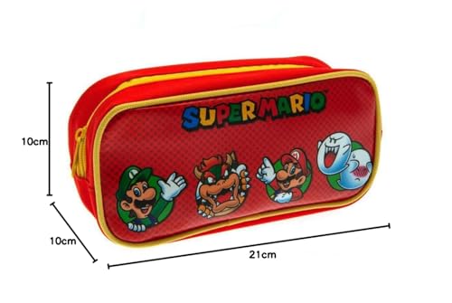 Nintendo Super Mario Pencil Case (Core Character Circles Design) Zip Up Rectangle Pencil Case - Official Merchandise,Red,21cm x 10cm x 10cm - Image 2