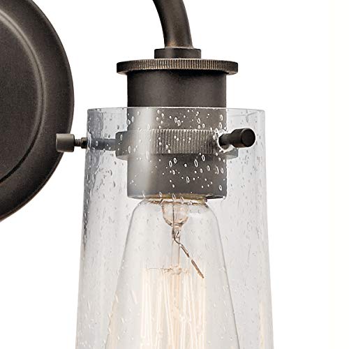 Image of KICHLER Braelyn 14.75 inch 2 Light Vanity Light with Clear Seeded Glass Olde Bronze