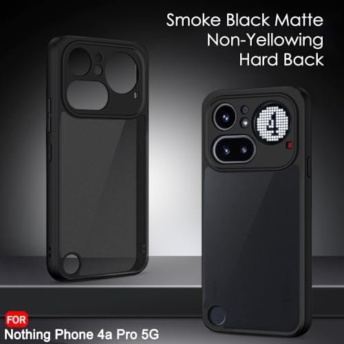 Image of TheGiftKart Hybrid Shockproof Back Cover Case for Nothing Phone 4a Pro 5G | Hard Back Cover Case for Nothing Phone 4a Pro 5G (PC & TPU, Translucent Smoke Matte Back, Black Sides)