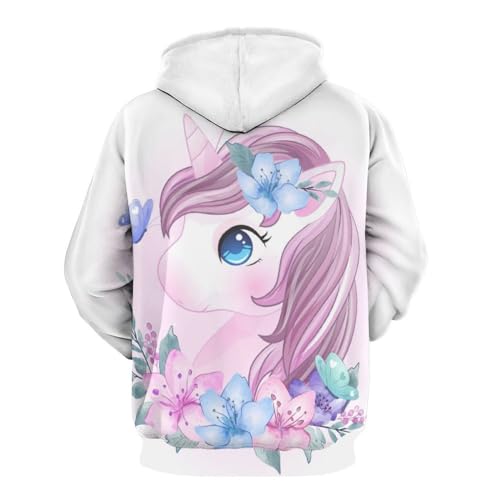 Sweat papillon licorne pour vos soirées détente, pull décontracté unisexe taille S