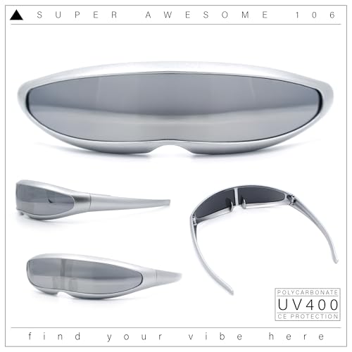 Image of SA106 Mirror Lens Monolens Cyclops Robotic Futuristic Sunglasses