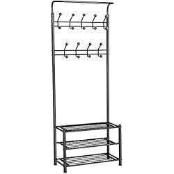 Percheros Juveniles Ikea T-LoVendo 34.9 Perchero de Pie y Zapatero Estantería, Negro, 65 x 35 x 15 cm