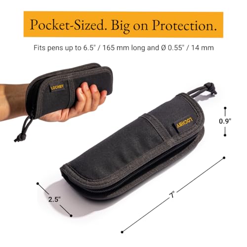 Image of LOCHBY Duo Pen Pouch | Slim and Elegant Pen Pouch, Durable Waxed Canvas, Lightly Padded for Fountain Pen and Mechanical Pencil, Compact Design Holds 2 Pens, for Everyday Carry