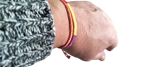 Genérico Pulsera de Macramé Ajustable con Bandera de España o Republicana, Hecha a Mano, Multicolor