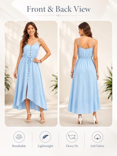 Image of BROVAVE Women's 2026 Summer Casual Boho Sundress Spaghetti Strap Midi Dress