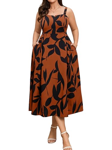 Image of RWJ Women's Plus Size Dresses with Pockets V-Neck Sleeveless Maxi Dress for Wedding Guest Dress Formal Cocktail