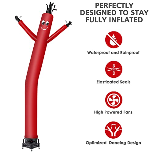 Image of MOUNTO 20ft Air Inflatable Tube Guy Puppet Dancing Man with 1HP Blower Complete Set (Red)