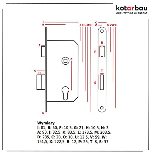 KOTARBAU® Innentür Einsteckschloss 90x50mm für Profilzylinder Universal Rechts und Links
