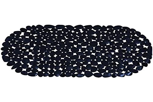 MSV - Tapis Fond de Baignoire PVC Galets - 100% PVC sans Phtalates - 68 x 35 cm - Noir - Surface Antidérapante pour Sécurité et Confort - Facile d'entretien