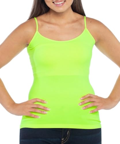 Image of Malibu Sugar Womens Camisole Tank Tops - Seamless Fitted Spaghetti Strap Cami Stretch Basic Womens Camisole for Layering XS-M