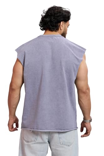 FUAARK Mens Poly-Cotton Sleeveless Gym Vest Dark Grey Light Grey - Image 3