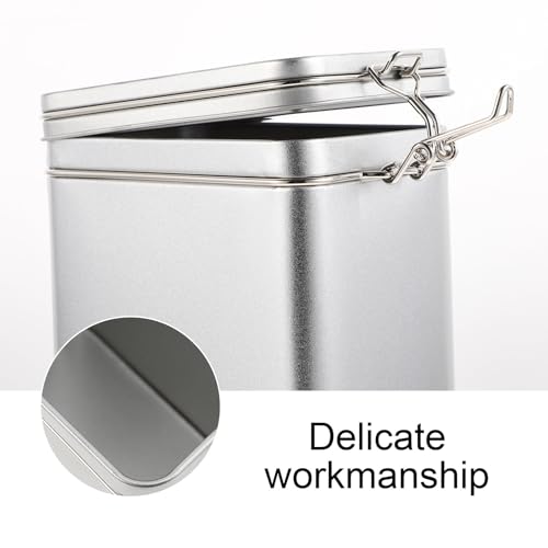 Tarro hermético metálico rectangular para café con tapa de cocina 4
