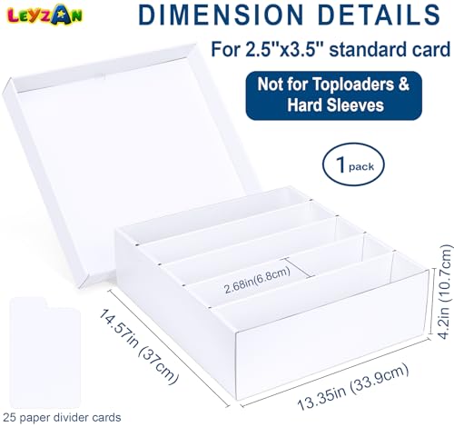 Leyzan 5 Row Trading Card Storage Box, 1 Pack Cardboard Storage Box with Divider for Mtg, Tcg, Sports Cards