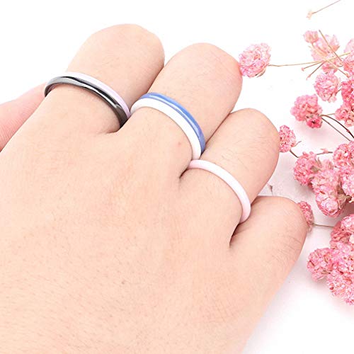 Womens Mens Ring Hot 2Mm Light Pink Black White Blue Purple Beautiful Smooth Ceramic Ring For Women Modern Wedding Russian Ring Jewelry #TOP1