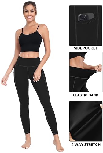 Image of MIRITY Yoga Leggings with Pockets for Women - High Waist Tummy Control Pants for Workout Pack of 4