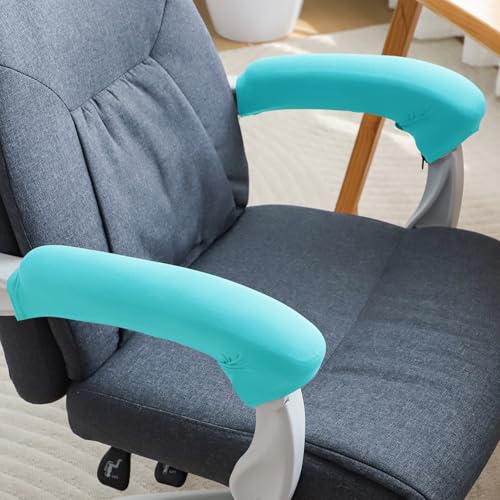Image of HOKIPO 'SereneSolids' 140 GSM Armrest Covers for Office Chair (Zipper Style), 1 Pair, Sky Blue (AR-5934-SBLU)
