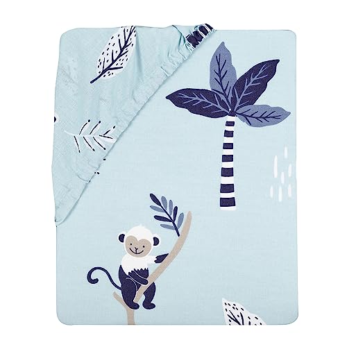 Image of Lambs & Ivy Jungle Party 100% Cotton Monkey /Palm Tree Fitted Crib Sheet