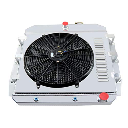 CoolingSky 3 Row All Aluminum Radiator +16 Inches Fan +Shroud&Relay Kit for 1955-1959 Chevrolet GMC Truck Pickup