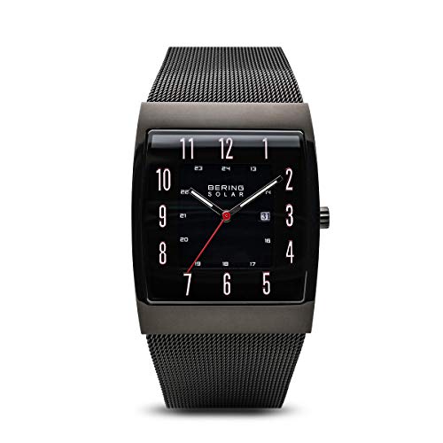BERING Men Analog Solar Collection Watch with Stainless Steel Strap & Sapphire crystal 16433-122, Black, 33 mm