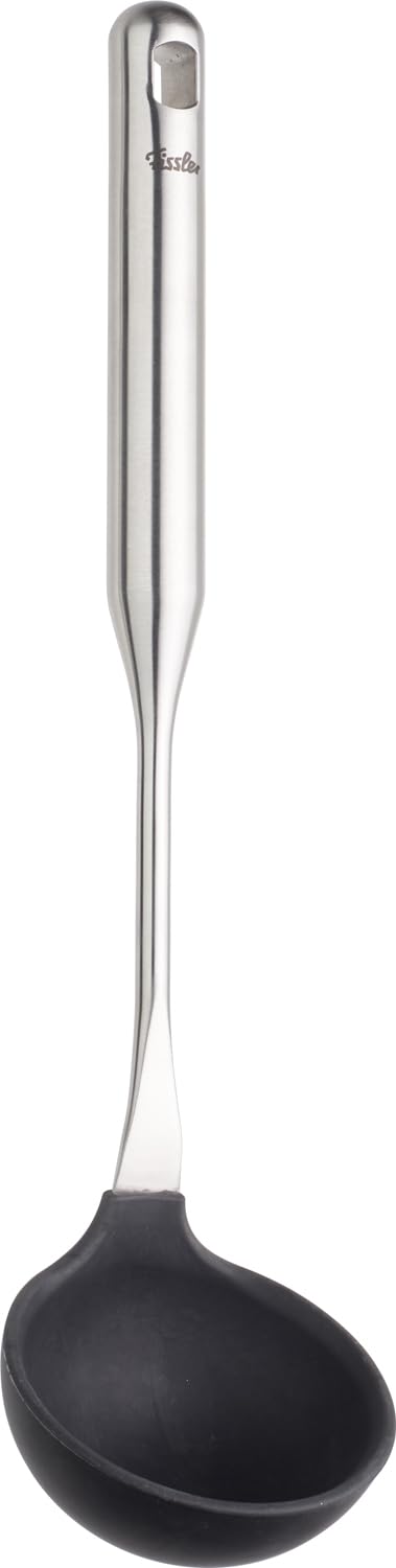 Fissler Cazzuola essenziale in silicone con manico in acciaio inox (38 cm) per salsa, mestolo, con occhiello per appenderla, lavabile in lavastoviglie